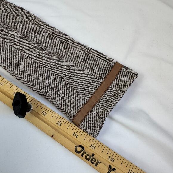 St. John Collection Blazer Jacket 4 S Chevron Wool Blend Brown Tan Unlined Zip - Picture 9 of 13